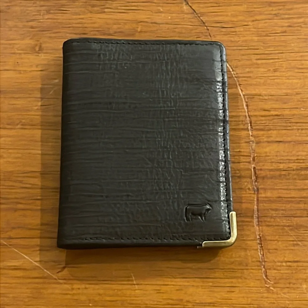Will Leather Goods Bi Fold Wallet Card Case Black new